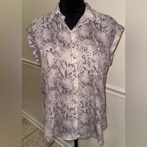 LOFT Snakeskin Print Button-Down Blouse – Size Small